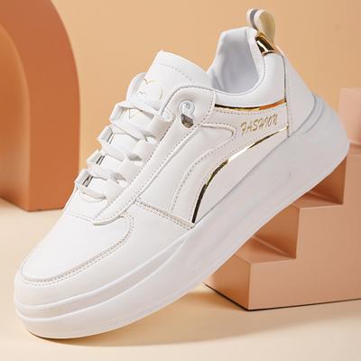 Women's Sneakers White Shoes Women's PU Leather Sports Shoes Flats Skateboard Sneakers