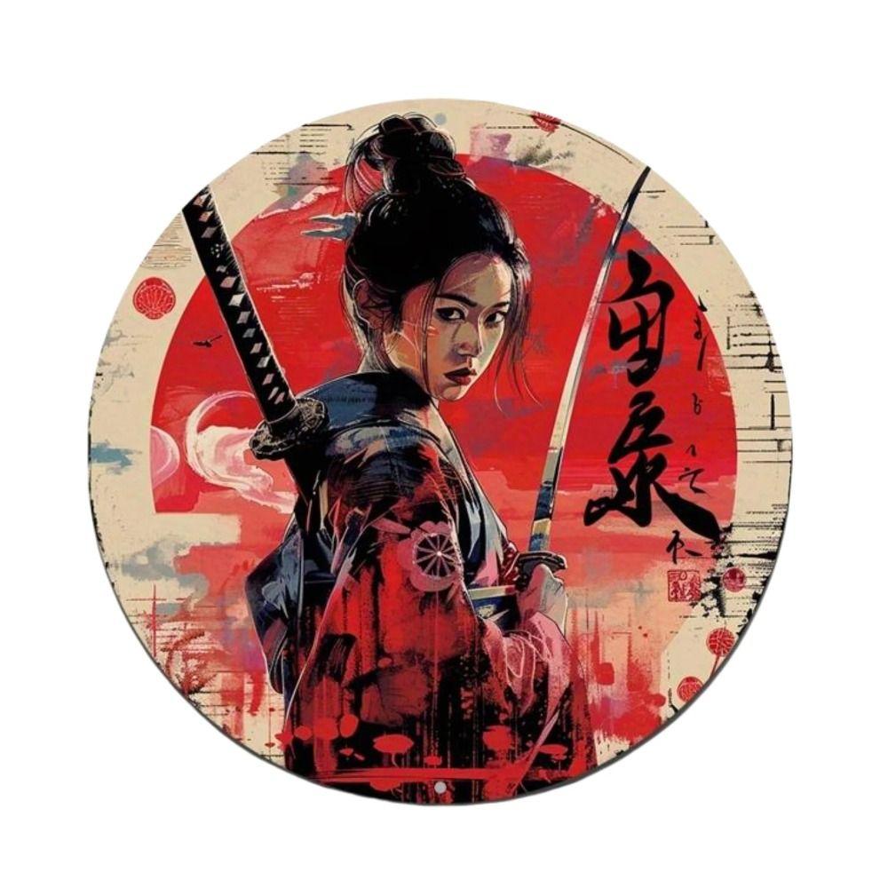 Metal Wall Art Tin Sign Japanese Kimono Round 2D Art Design 20cm