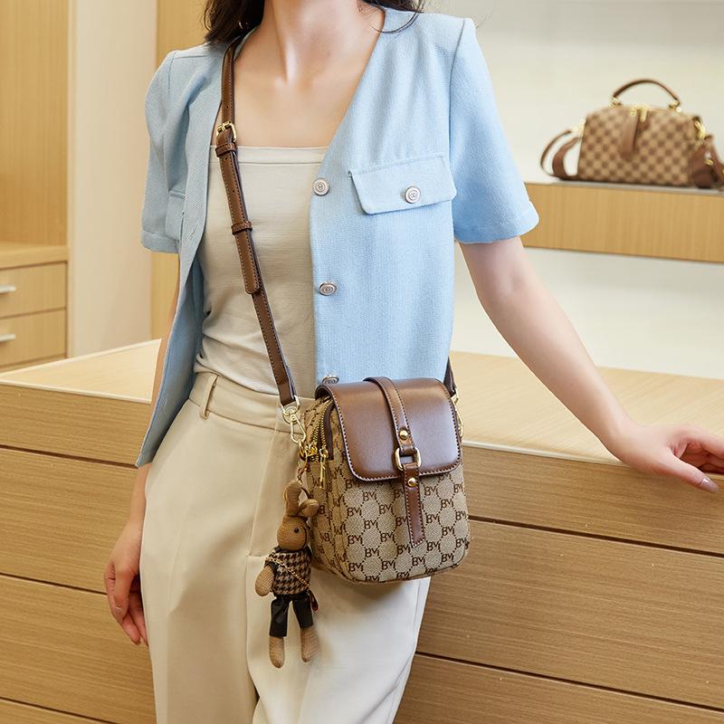 Vertical Printed Mobile Phone Bag Women's Spring/summer Vintage Small Square Bag Mini Single Shoulder Crossbody Bag Women's Purse