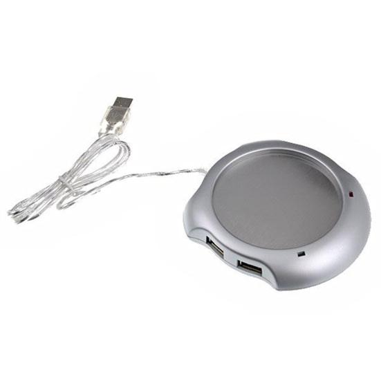 USB Mug Warmer Heater Coffee Tea Cup Pad with 4-Port HUB for Office PC Laptop