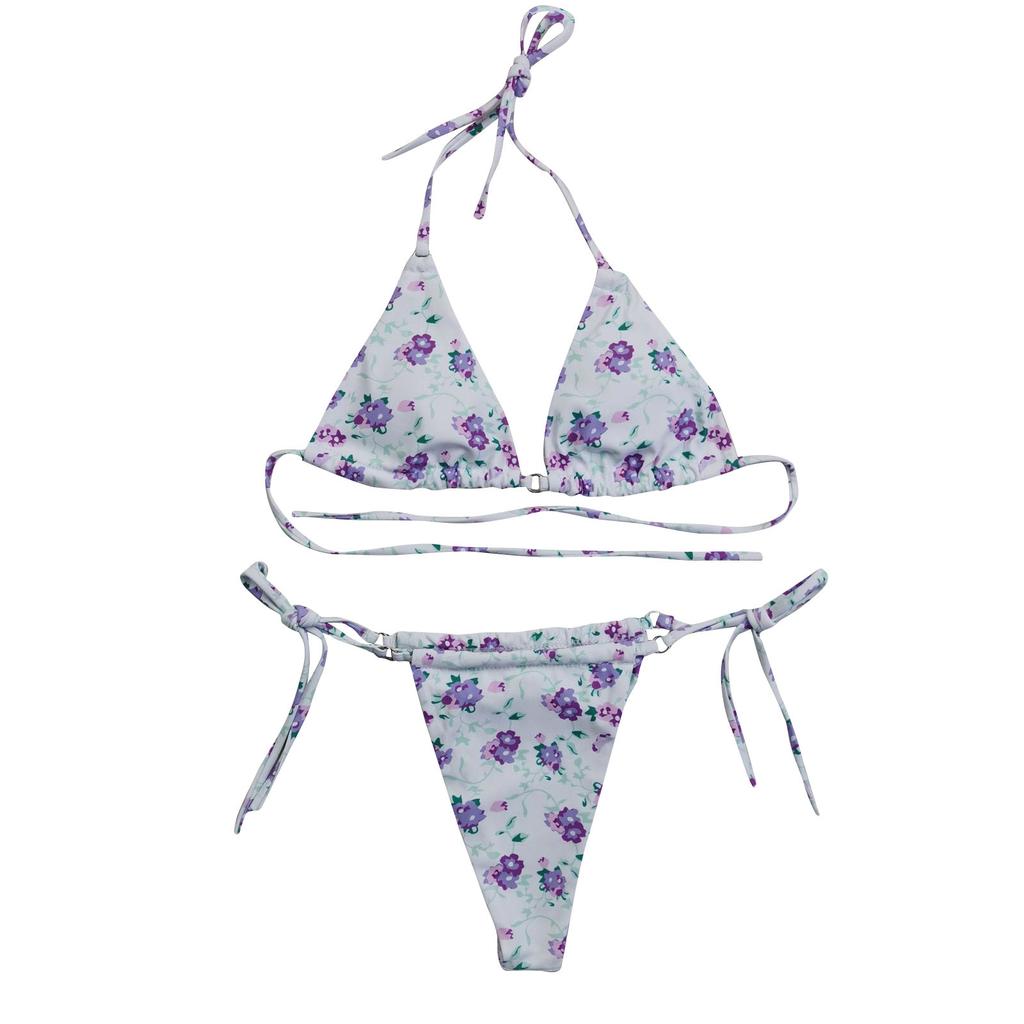 Women Sexy Print Bandage Swimsuit 2 Piece Bathing Suit Bikini Set Split Swimsuit