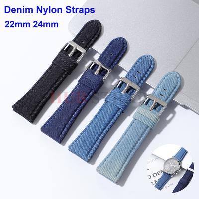 Denim Nylon Straps 22mm 24mm for Omega for Seiko Watches for Men Women Vintage Soft Fabric Nylon Watchbands Watch Accessories