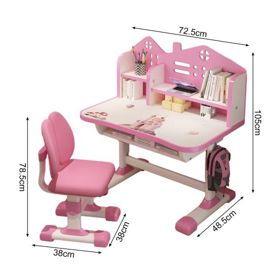 2Pcs/Set Multi Bookstand Widened Desktop Desk Chair Set Cartoon Pattern Kids Adjustable Height Study Drawer Table with Chair Set