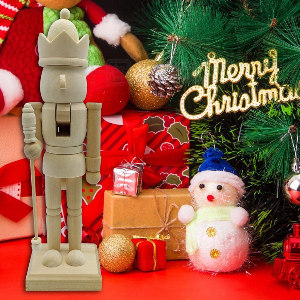 Wooden Nutcracker Unpainted Paint Your Own Nutcracker Figures Wood Nutcracker Unfinished with Paint Kit for Kids Adults All Ages
