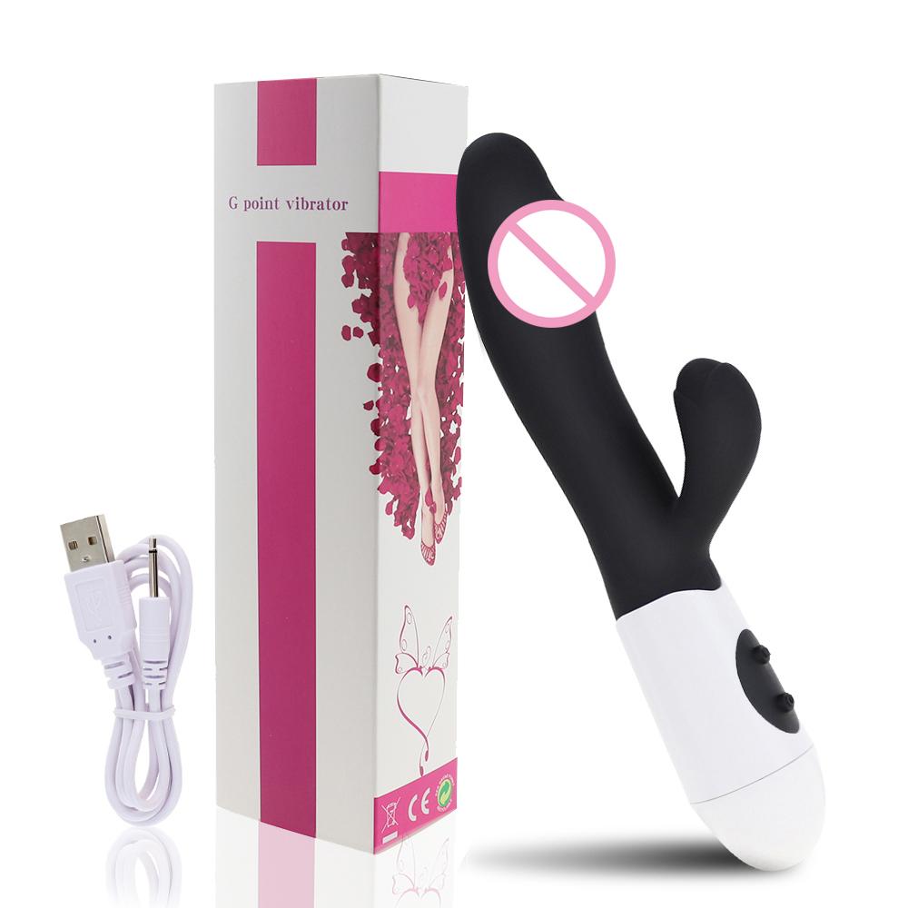 Rechargeable Dildo Rabbit Vibrator Dual Vibration G Spot Vagina Massager AV Stick Clitoris Sex Toys for Women Female Masturbator
