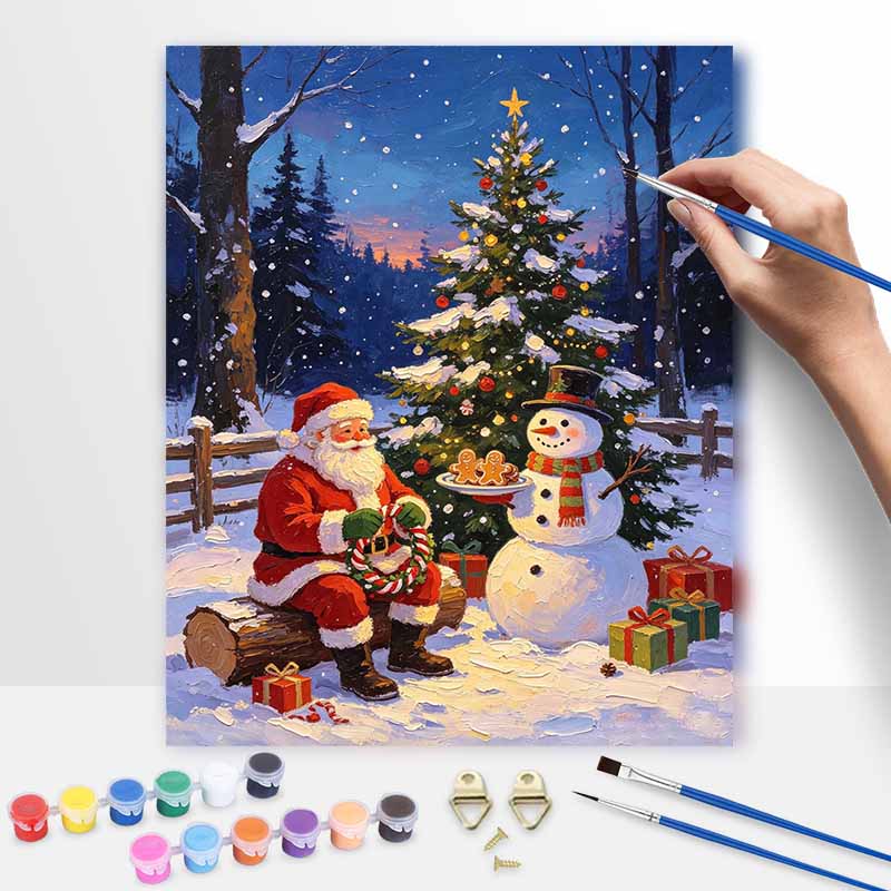 Christmas Santa Claus Snowman Tree Gingerbread digital painting oil painting art kit hand painting home decoration painting