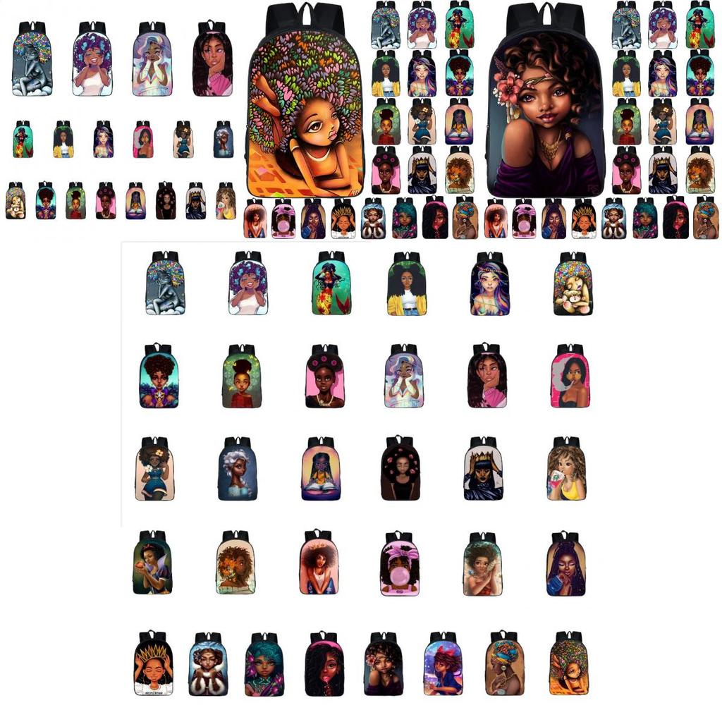 Afro-Afrikanische Schönheit Schwarze Prinzessin Wasserdichter Schulrucksack Mit Verstellbaren Schultergurten