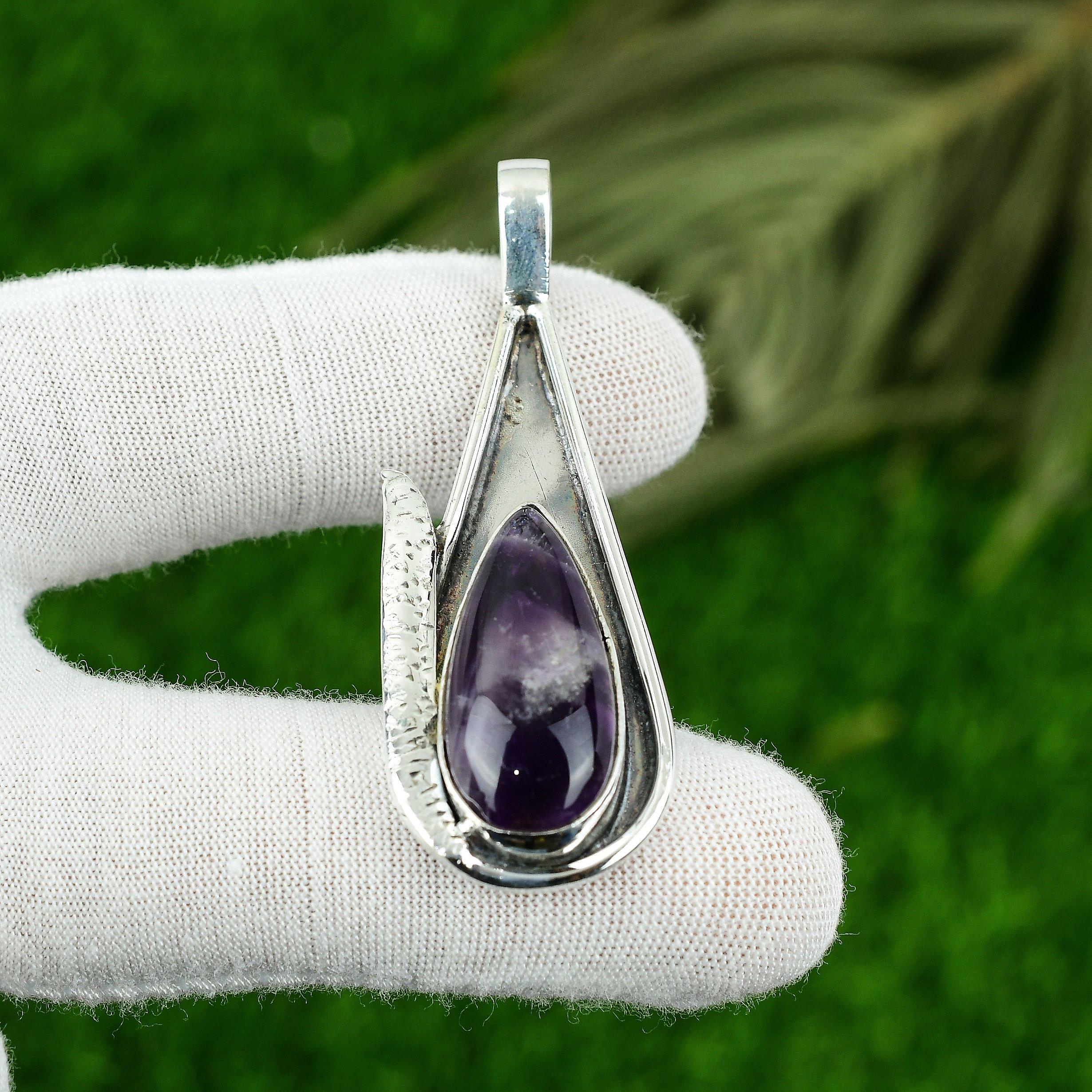 Star Amethyst Gemstone Sterling Silver Trendy Anniversary Daughter Bezel Pendant