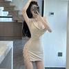 Internet-famous, sexy and hot girl, fashionable and interesting lingerie, halter skirt, slimming, split chain, hip-hugging dress set