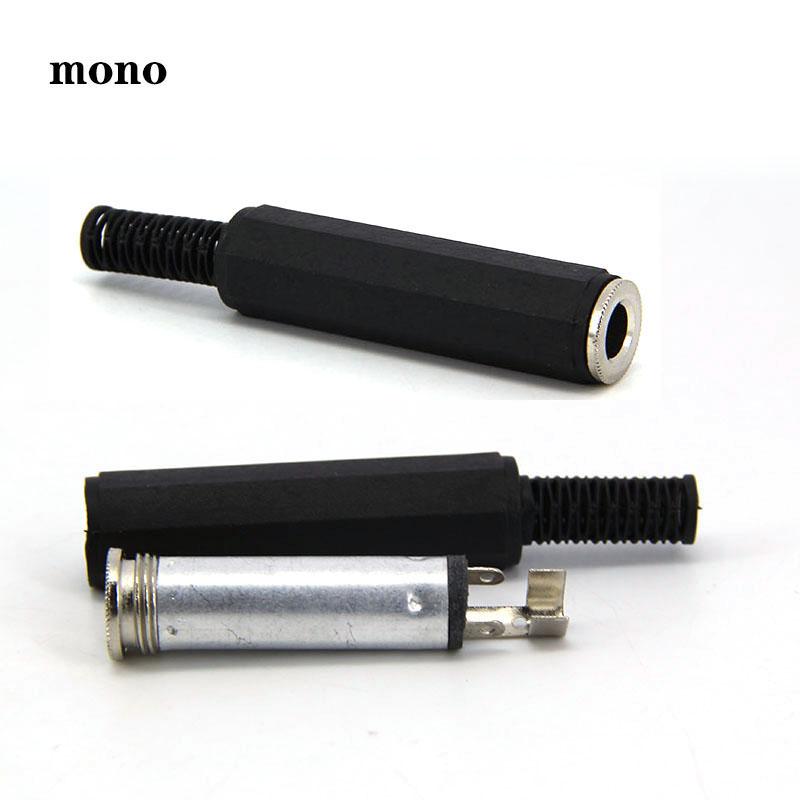 2pcs Audio Metal 6.35mm 6.5 female 1/4 " socket 2 3 pole mono stereo jack connector plug solder Welded adapter 6.35 6.5mm for KTV