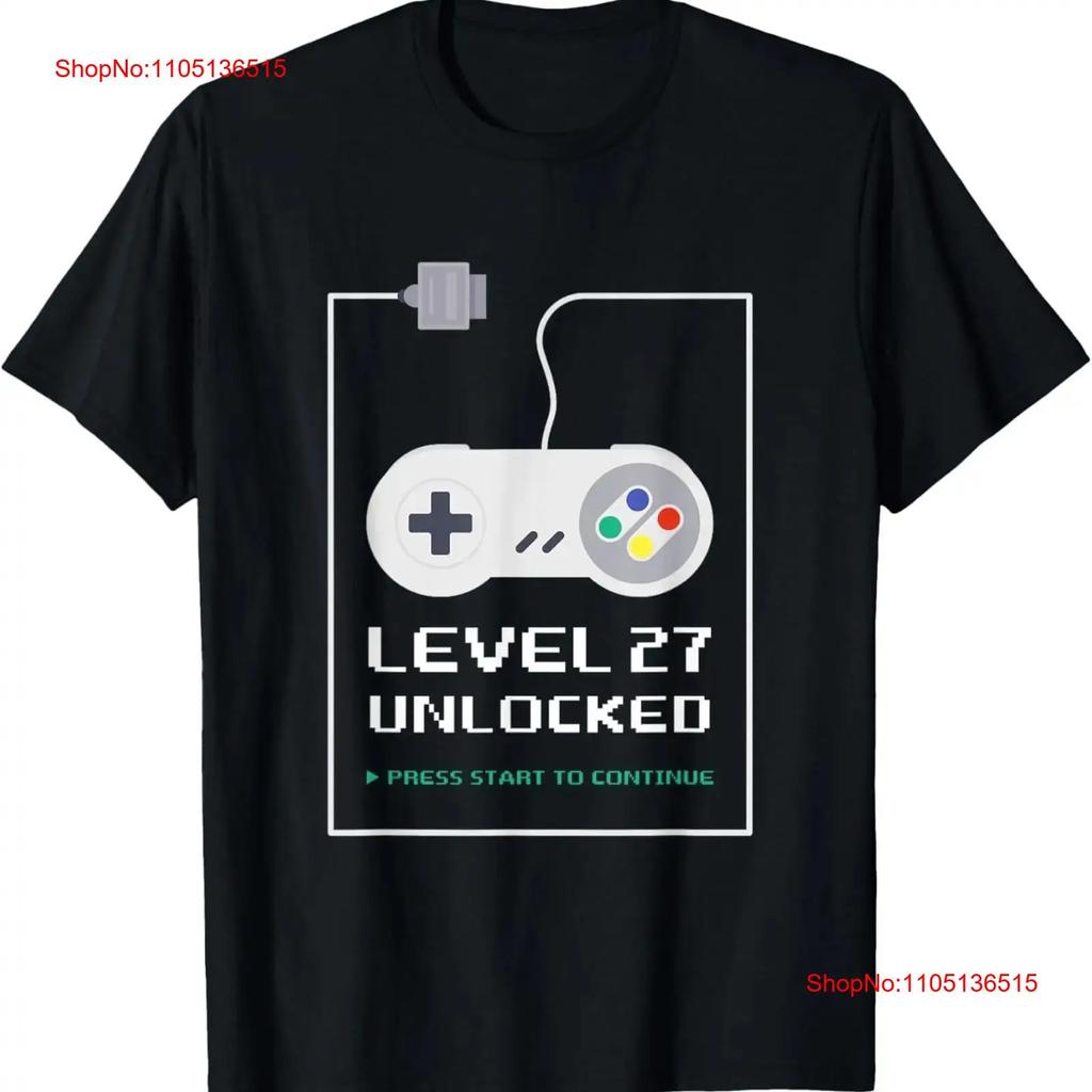 Gamer 27 Years Old 27th Birthday Level Unlocked T Shirt vintage Washed designer clothes Stretched Casual homme fashion