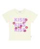 ESCAPEFROM Kiss Kiss Kiss Print Dot Slim Fit Short Sleeve T-Shirt Pink