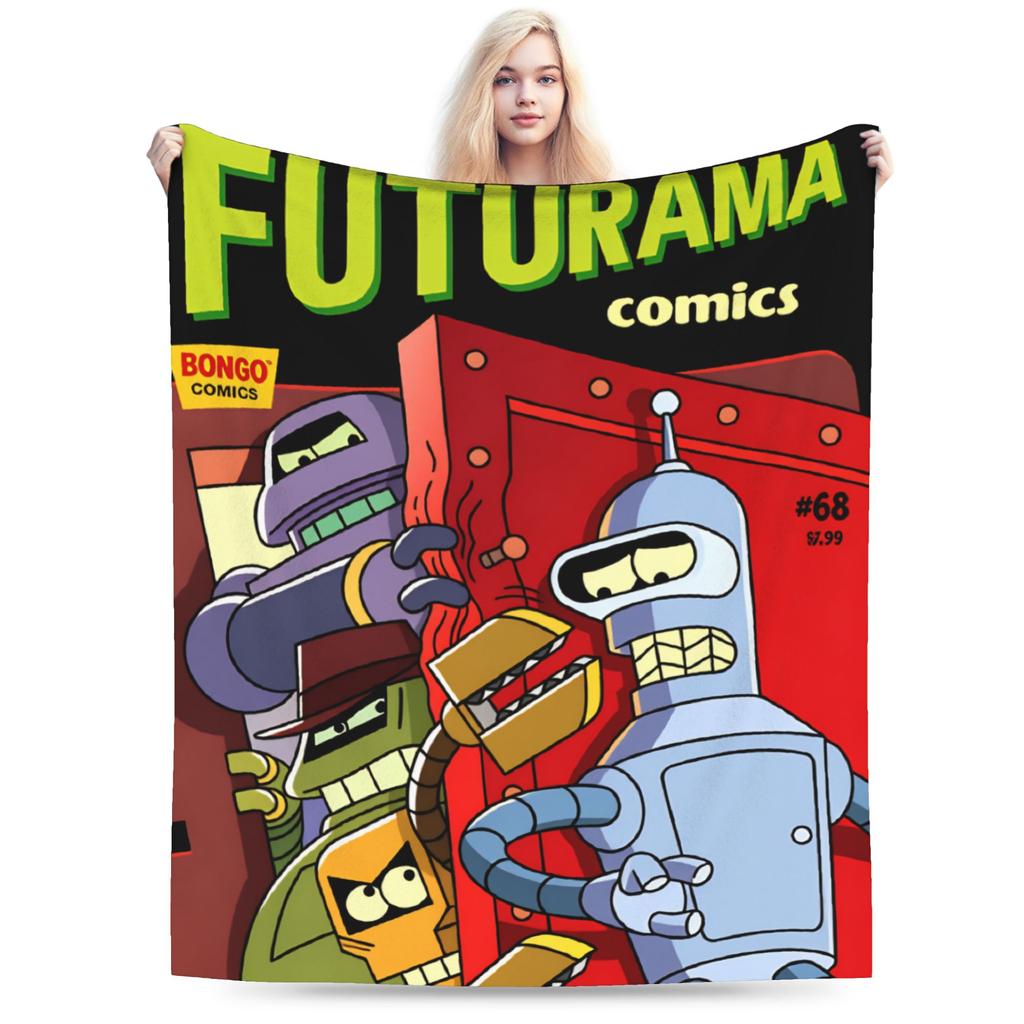 Futuramas Cartoon Comic Blanket Quality Warm Throw Blanket Winter Girls Boys Couch Chair Sofa Bed Funny Bedspread
