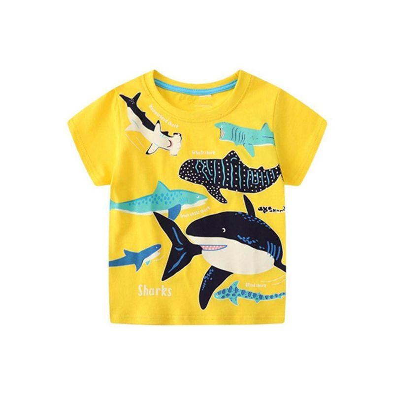 Children's Luminous Shark 26 Summer New Short-Sleeve Boys' Baby T-Shirt Pure Cotton Toddler Half-Sleeve Tee 8