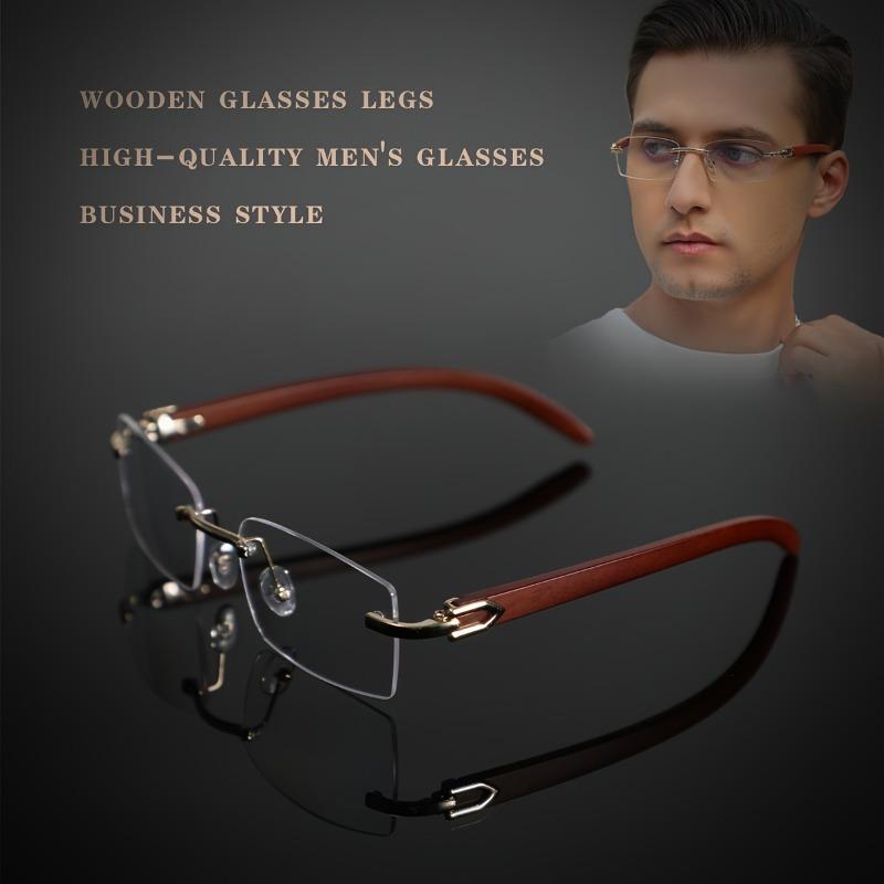 1 Pair of Modern Glasses with Frameless Rectangular Design Suitable for Business Leisure and Formal Occasions