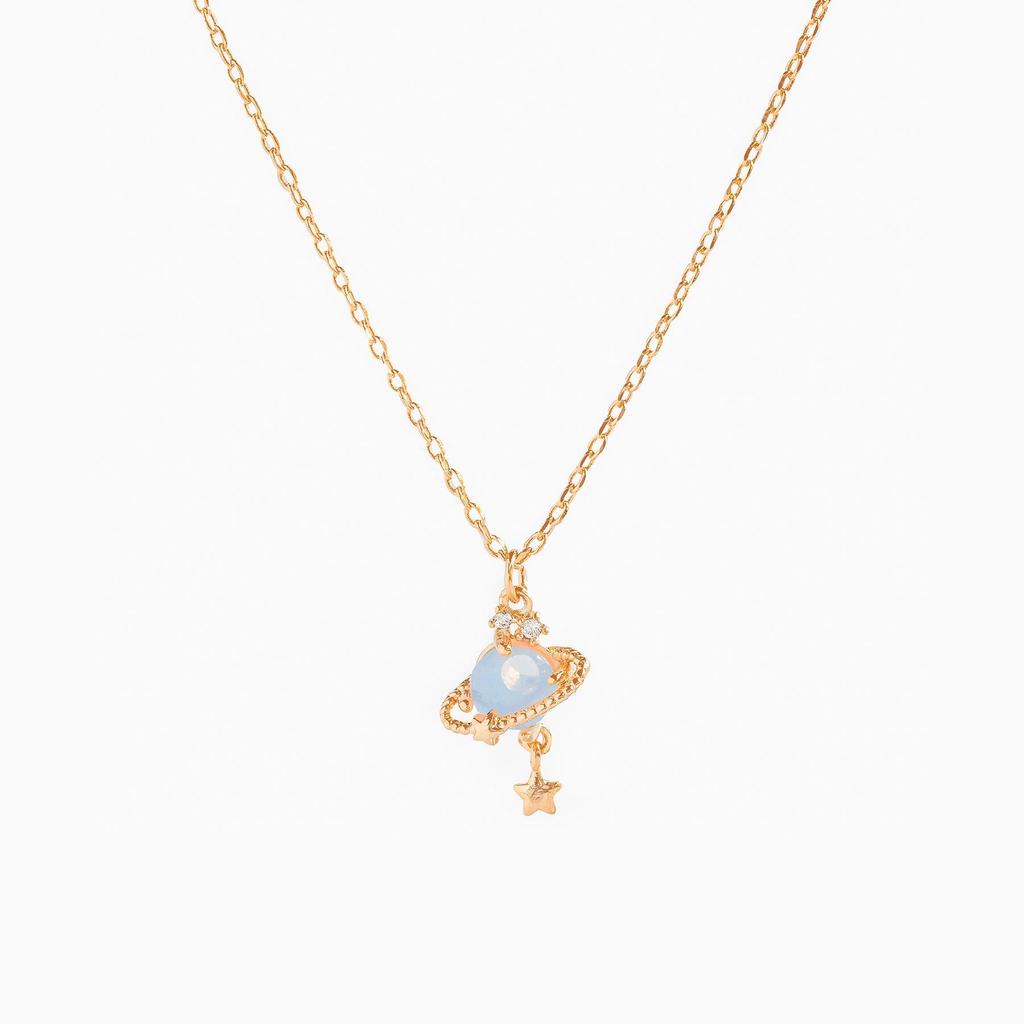 Women's Saturn Ring Pendant Clavicle Necklace - Planet & Cross-border Style