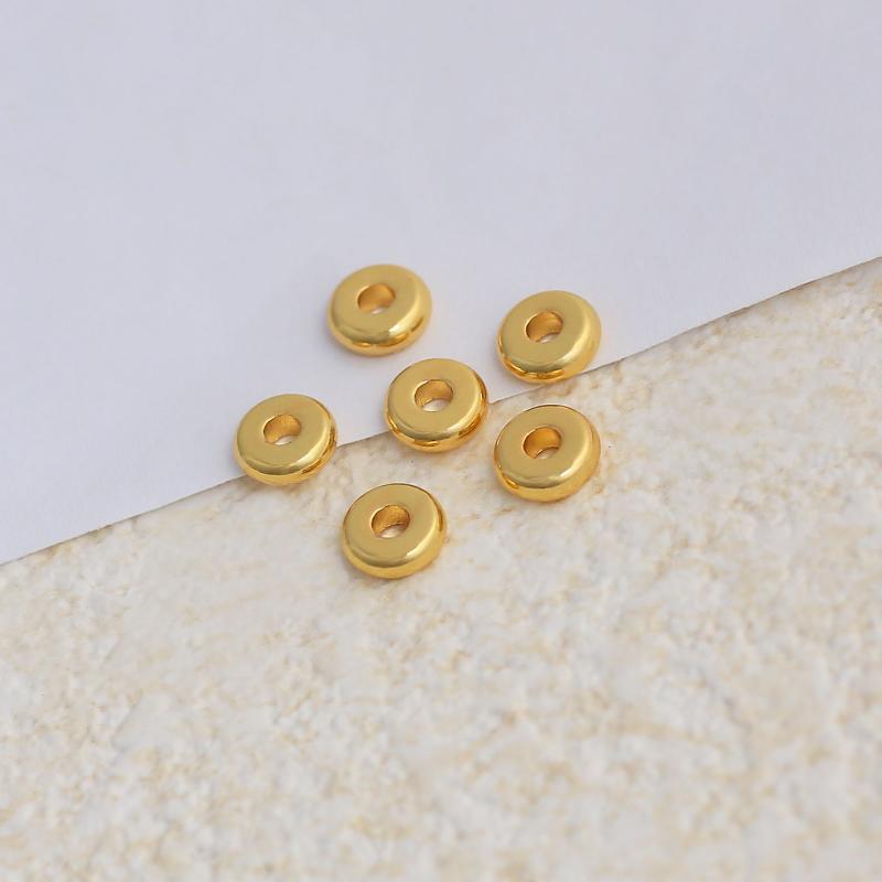 50Pcs Diy Jewellery Making Supplies Gold Plated Brass Flat Spacer Beads For Bracelet Making Jewelry Fittings