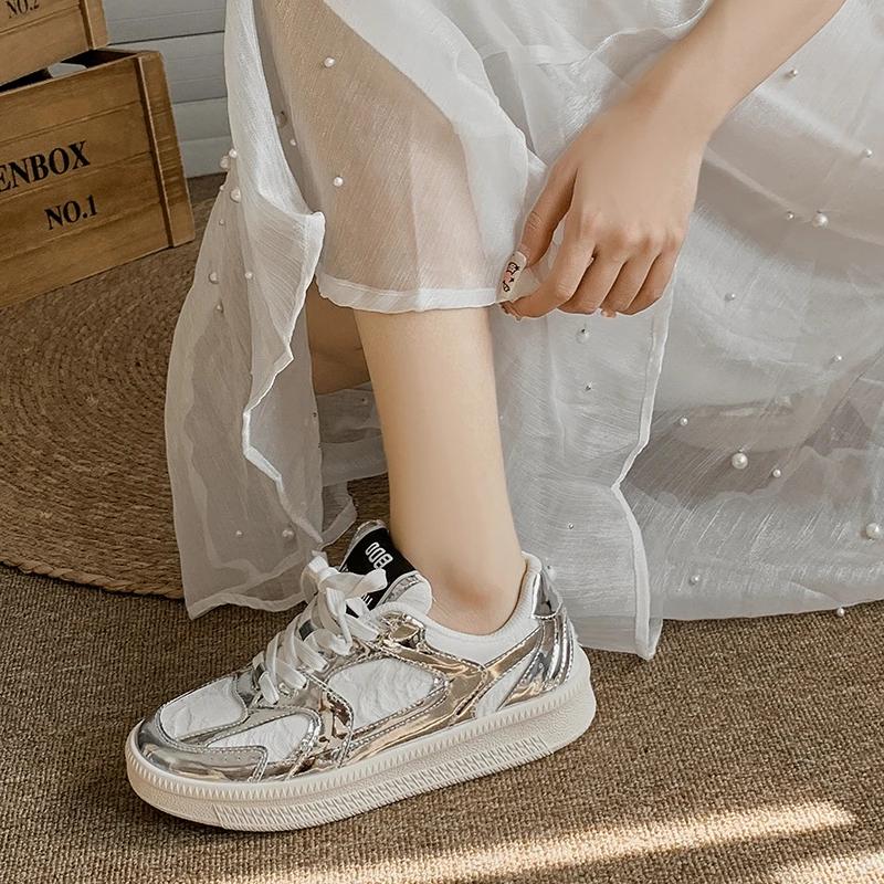 fashion Women's Shoes 2024 Fashion Lace Up Women's Vulcanize Shoes Autumn Mixed Colors Outdoor Flat Casual Comfortable Sports Shoes