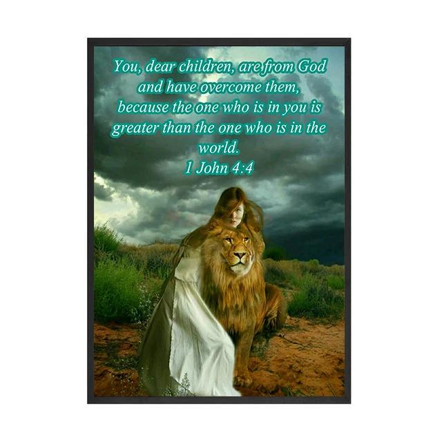 Jesus Kreuz Löwe Religion Erlöser Druck Kunst Leinwand Poster für Wohnzimmer Dekoration Heim Wanddeko Bild