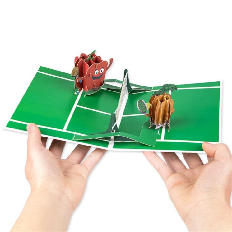 Creative 3D Tennis Theme Popup Gifts Card Fathers Day Greeting Card with Envelope Foldable Happy Birthday Card for Dad