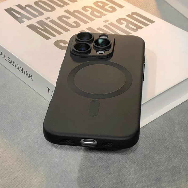 Luxusní magnetické pouzdro MagSafe s bezdrátovým nabíjením pro iPhone 16, 15, 11, 13, 12, 16 Pro Max XR, černé, nárazuvzdorné, silikonové