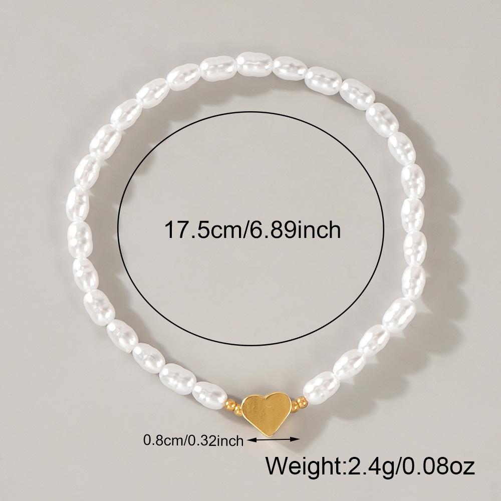 3Pcs/set Valentine's Day love heart imitation pearl bracelet jewelry simple and elegant style jewelry gift