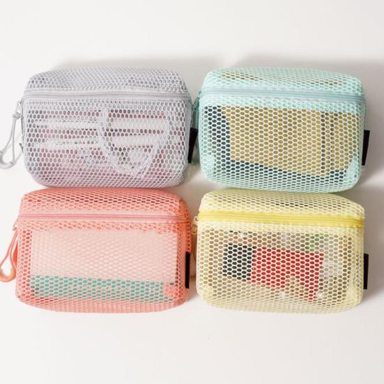 Cosmetic Bag Zipper Design Adjustable Size Large Capacity Mesh See-Through Washable Breathable Travel Makeup Organizer Storage Pouch