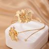 Metal Wide Open Bangle Adjustable Flower Bracelet Chic Arm Bracelet  Bridal Wear