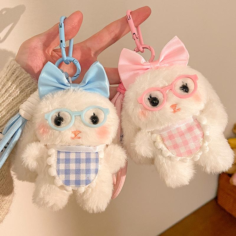 Cartoon Plush Rabbit Keychain Stuffed Doll Toy Bag Pendant Charms Car Keyring Accessories For Women Couples Kawaii Gift