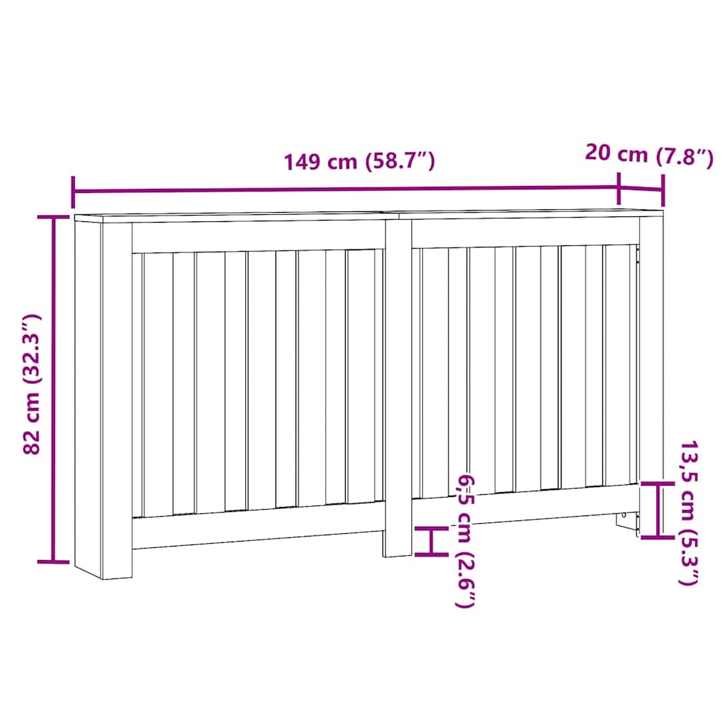 Radiator Cover Artisan Oak 149x20x82 cm Engineered Wood