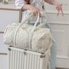 Quilted Travel Bag for Women Cute Floral Weekend Bag with Zipper Large Cotton Gym Bag Portable Workout Grocery Pouch