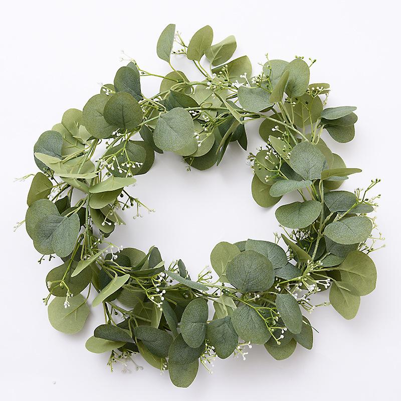 2M Artificial Eucalyptus Garland Fake Ivy Vines Greenery Rattan Plants Wreath for Wall Room Garden Wedding Decoration 49 Heads