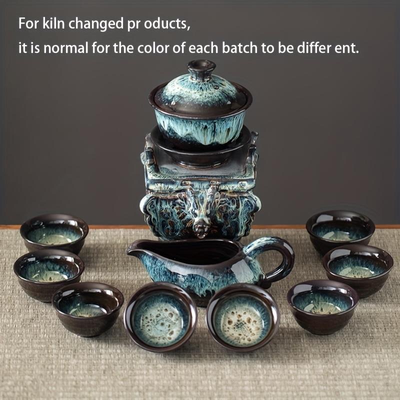 

Imperial Dragon Tripod Ceramic Teapot - Rotating Spout Lazy Brewer Set, Leakproof Pouring, Collectible Tea Ceremony