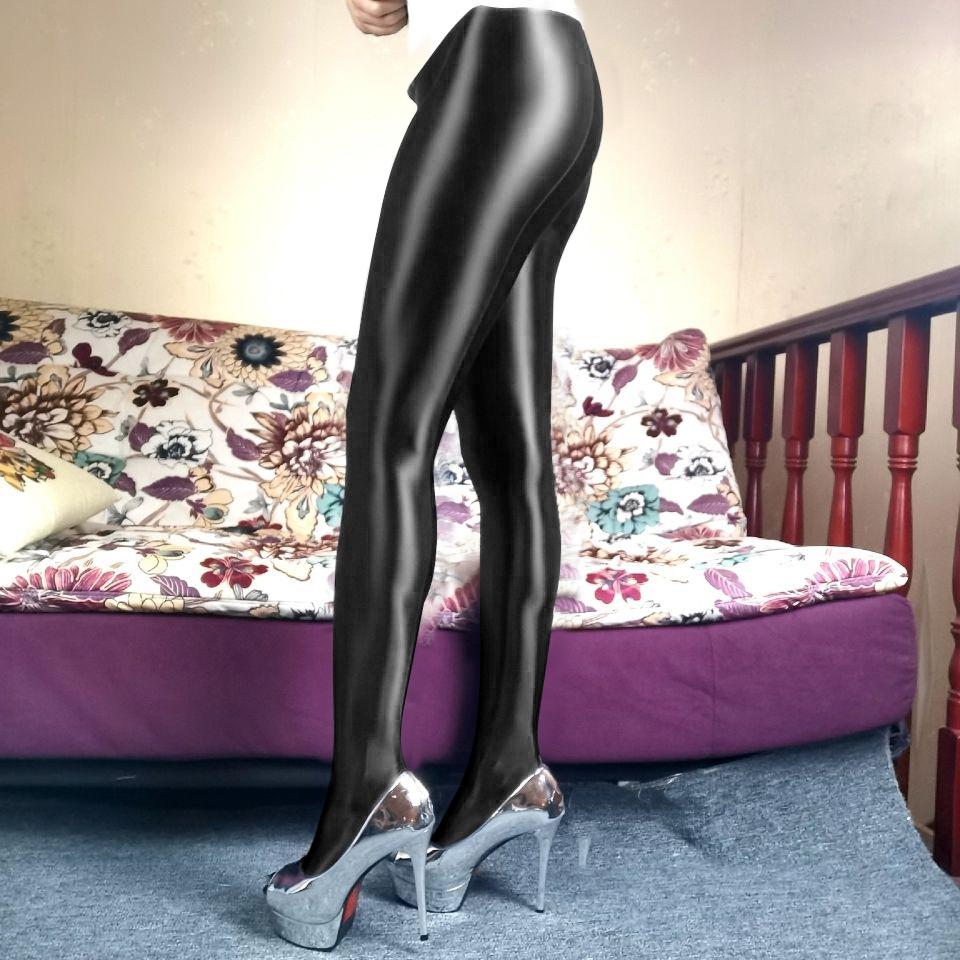 Japanse Satijnen Broek Glanzend Zijdezacht Sexy Strak OnDoorzichtig Hoge Taille Natte Look Panty Sport Zwembroek Onderkant Dames XS（old） white