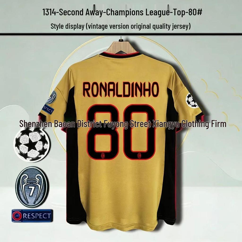 93–14AC Klassisches Retro-Fußballtrikot: 22 Kaka, 32 Beckham, 80 Ronaldinho, 99 Ronaldo