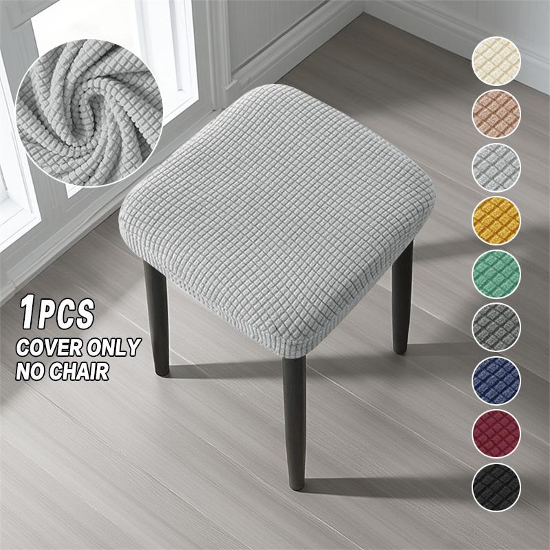 

1/2/4pcs Polar Fleece Square Stool Cover Elastic Chair Cover Furniture Dust Cover Removable Seat Slipcover for Home Dining Room 1PC