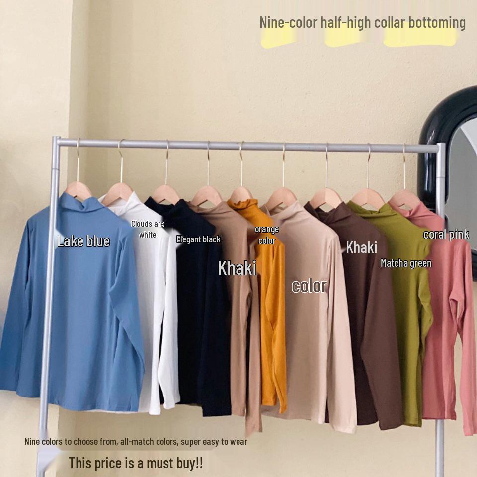 

Women s Modal Half-High Collar Solid Color Slim Long-Sleeve T-Shirt for Autumn/Winter 2025 One Size 80-150 lbs