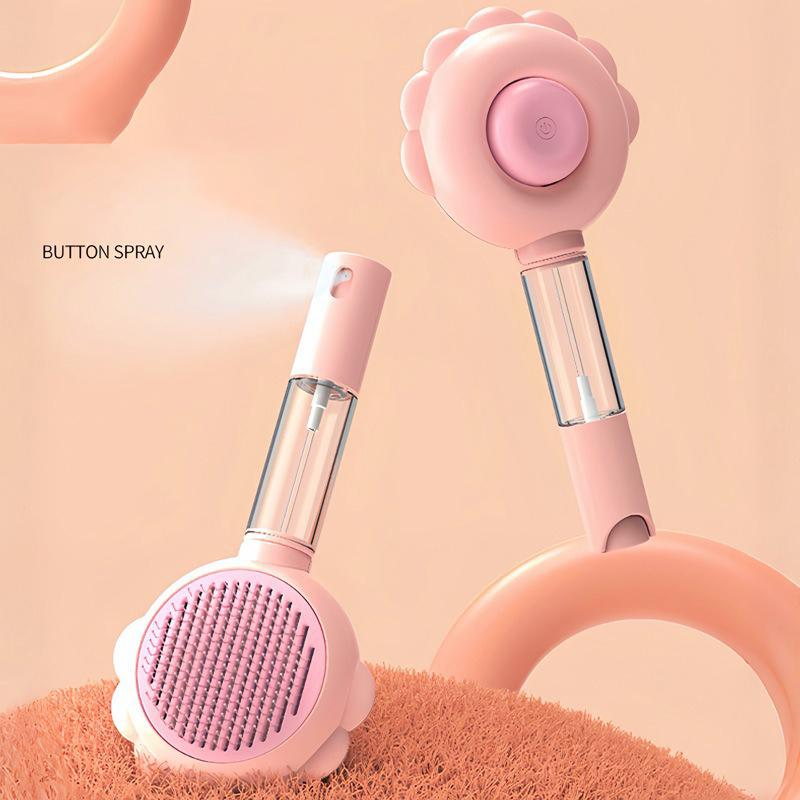Cat Dog Pet Spray Massage Brush 3 In 1 One Button Steam Spray Folding Rotatable Floating Hair Bath Hair Removal Brush Comb