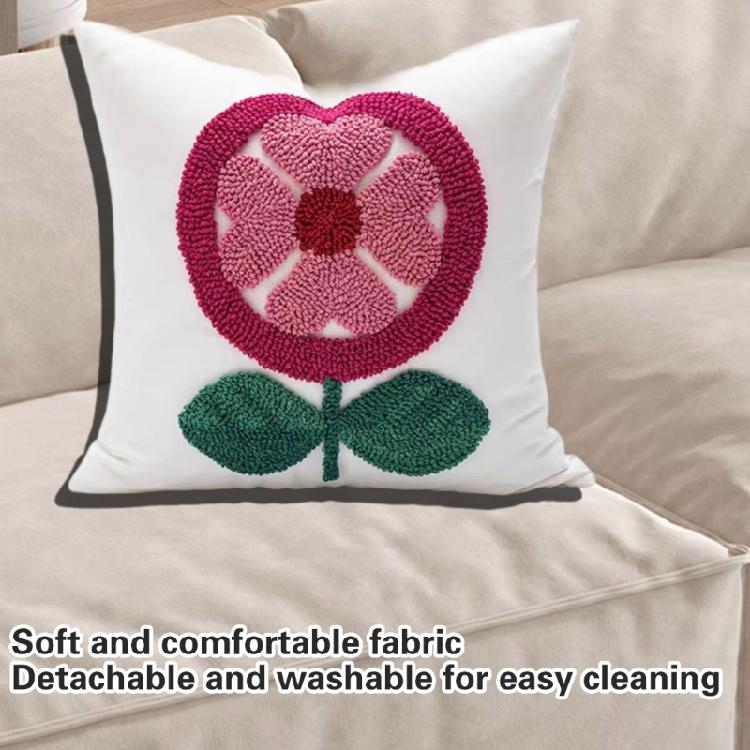 Redness Heart Accent Pillowcase with Florals Embroidery, Soft Cotton Canvas Pillows Cushions for a Romantics Home