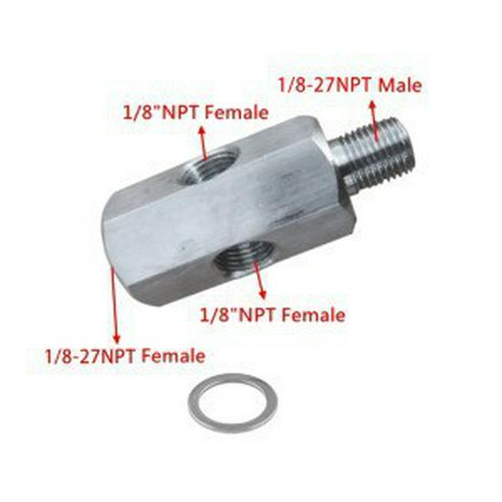 Car Engine Oil Sensor Plug 1/8NPT Pressure Gauge Stainless Steel Tee Adapter