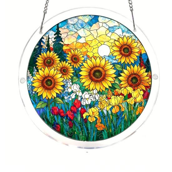 Acrylic Jigsaw Puzzle Suncatcher Colorful Stained Glass Style Sun Catcher DIY