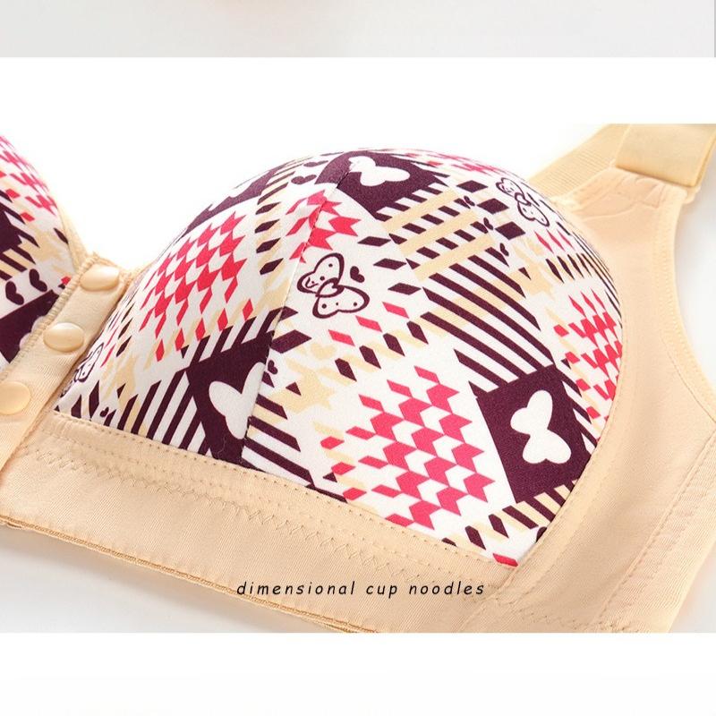 Bouton sur le devant XL-5XL Taille Européenne Grande Taille Sous-vêtements Bretelles Réglables Soutien-gorge Imprimé