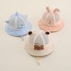 Cute Cartoon Bear Baby Bucket Hat Summer Mesh Breathable Baby Boys Girls Sunshade Cap Toddler Kids Lacing Panama Basin Cap