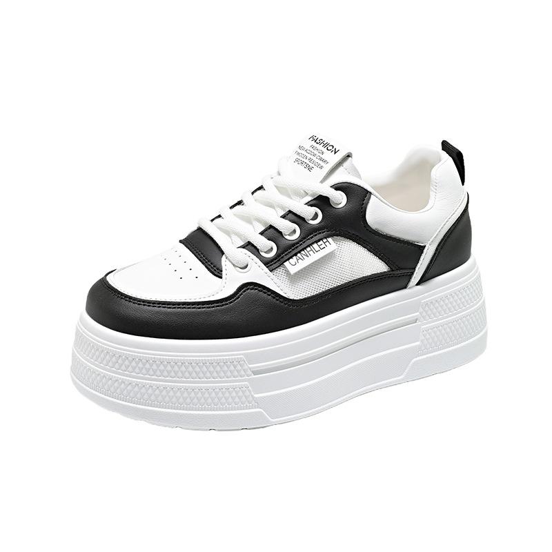 Summer new little white shoes soft-soled sports women's thick baseplate shoes lace-up board shoes women's mesh casual shoes