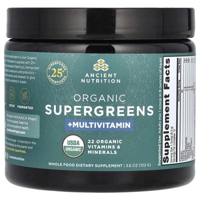 Organic Super Greens + Multivitamins, 102G(3.6Oz)