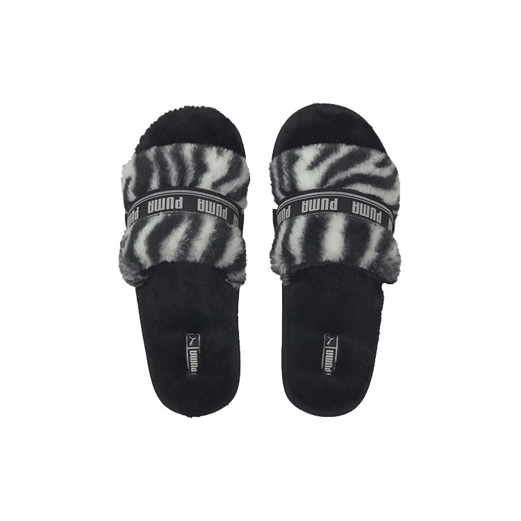 Puma Fluff Slide Wild - Black Women Sneakers White 385276-01