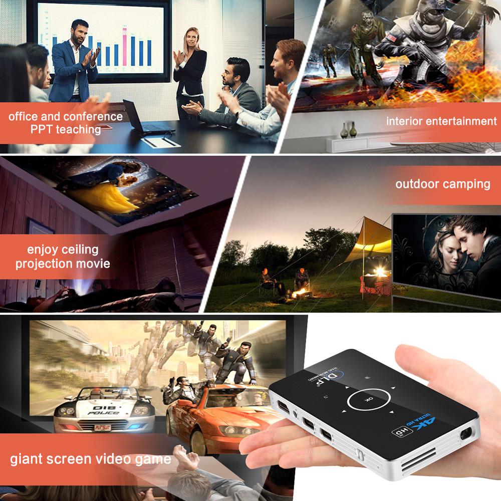 Buy Portable Smart Mini Projector Support 4K 1080P UHD HDMI USB TF Card ...