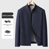 Spring Men's Plus Size Stand-Up Collar Jacket - Business Casual & Easy Care Outerwear
