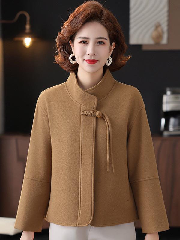 Mom's Autumn Double-Sided Wool Coat - Elegant Petite Middle-Aged Women's Jacket for Fall & Winter