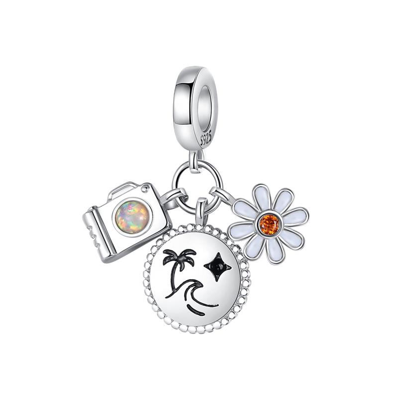 Ciondolo con Perle di Rame Charm Scintillante in Zircone Vari Stili Originale Bracciale da 3 Mm Gioielli Raffinati da Donna